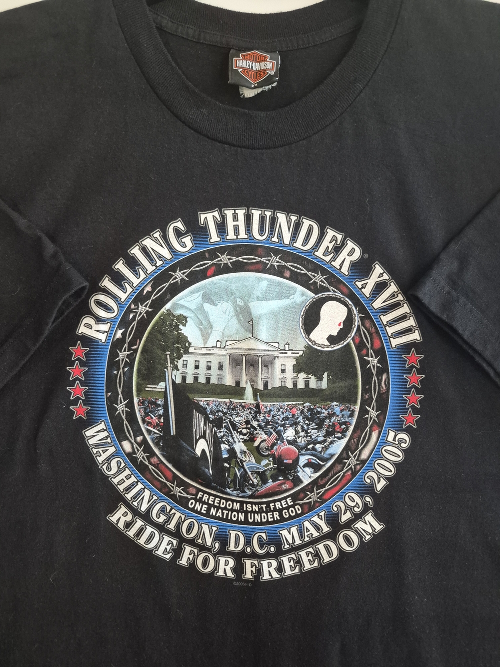 Vintage 2005 Harley Davidson Rolling Thunder XVIII T Shirt Men's 3XL Bikecore
